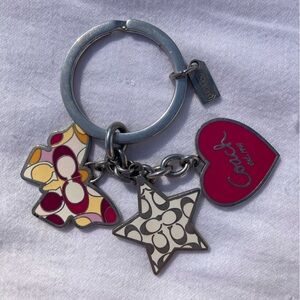 Coach Keychain Key Fob with Pink Heart, Star and Multicolor Butterfly Charms
